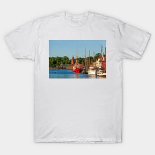 Museum ships on the Untertrave in the evening light, Lübeck, Schleswig-Holstein, Germany, Europe T-Shirt